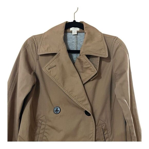J CREW Factory Womens Size 00 Bonded Trench Coat C8511 Jacket Khaki Tan - Picture 2 of 5